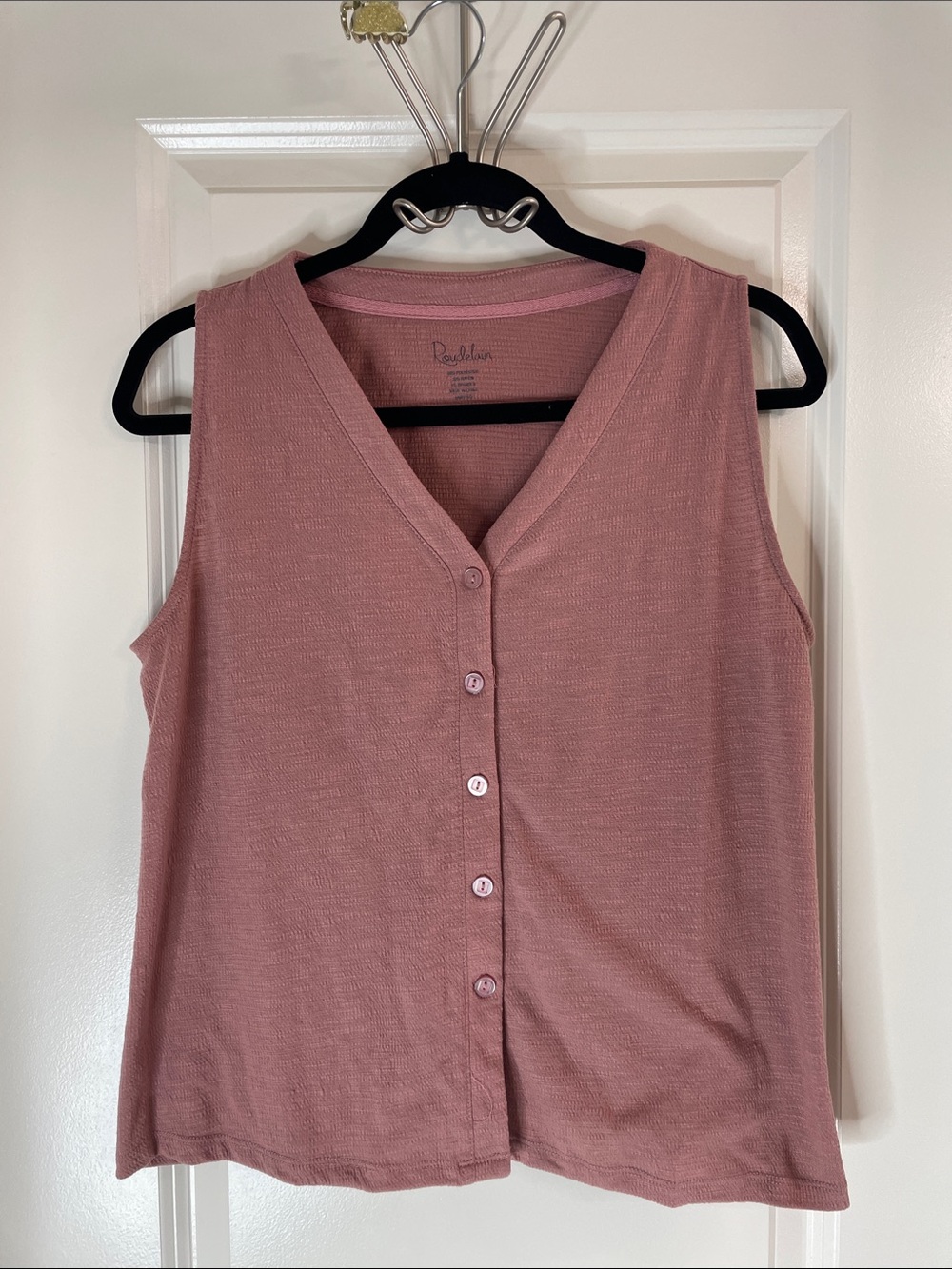 Sleeveless Button-Front Tank Top in Dusty Rose by Daydreamer
